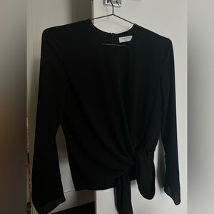 Aritzia Babaton Tadema Long Sleeve Tie Front Blouse Black Size S Small